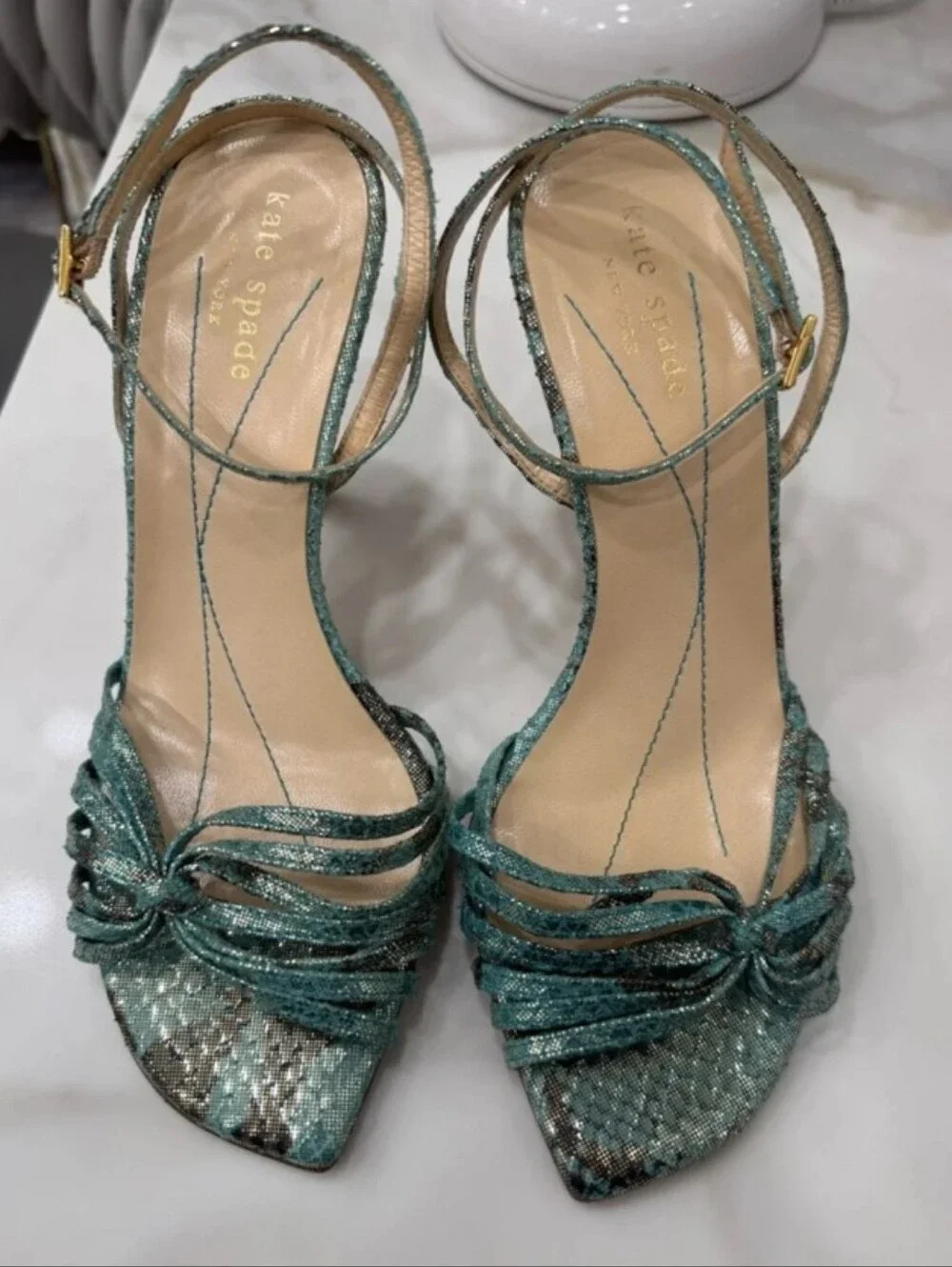 Kate Spade Teal Metallic Strappy Sandal Women's Size 9.5